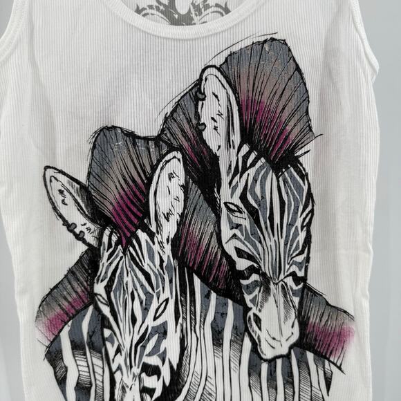 Key Closet Tank Top Size Extra Small NEW Zebra Ribbed Y2K Style 2000s Cotton USA - Picture 5 of 8